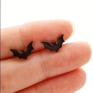 Black Mini bat earring studs